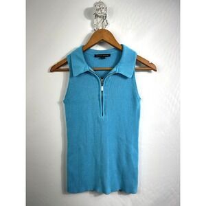 Boston‎ Proper Blue Ribbed Zippered Sleeveless Sweater Women's Small